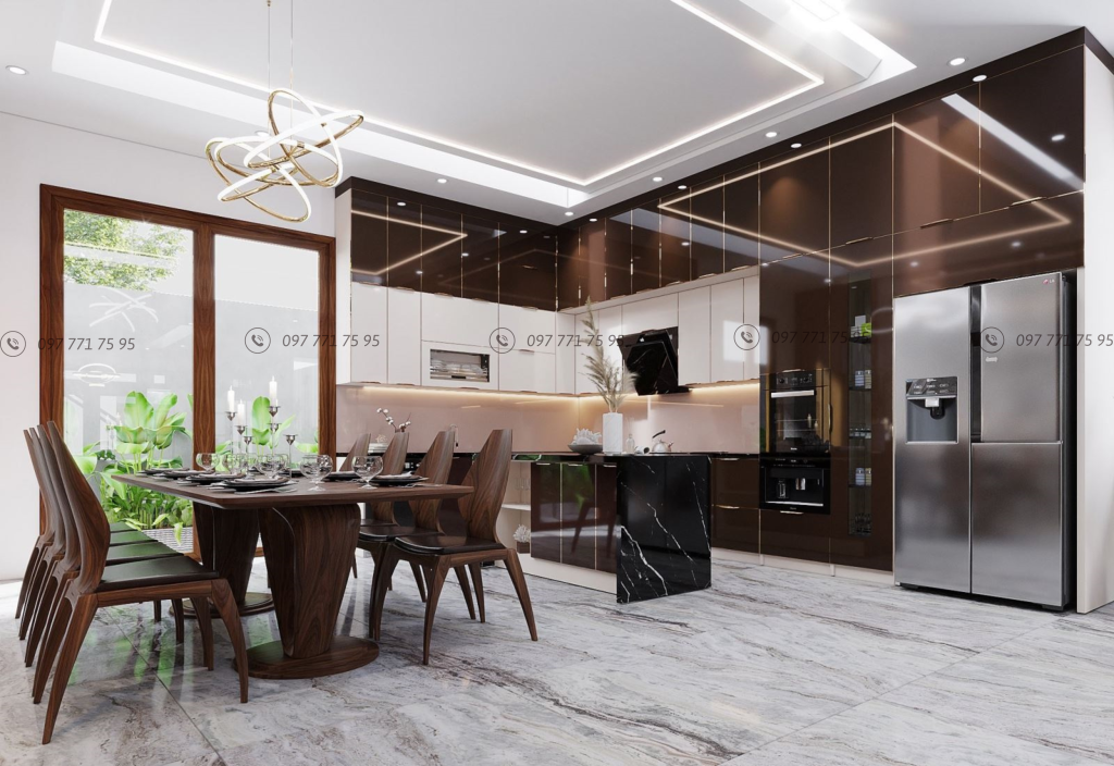Tủ bếp inox 304 cánh kính