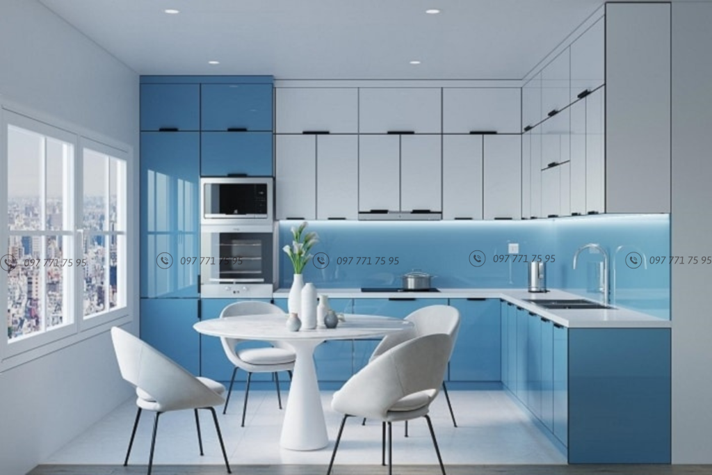 Tủ bếp inox 304 cánh kính